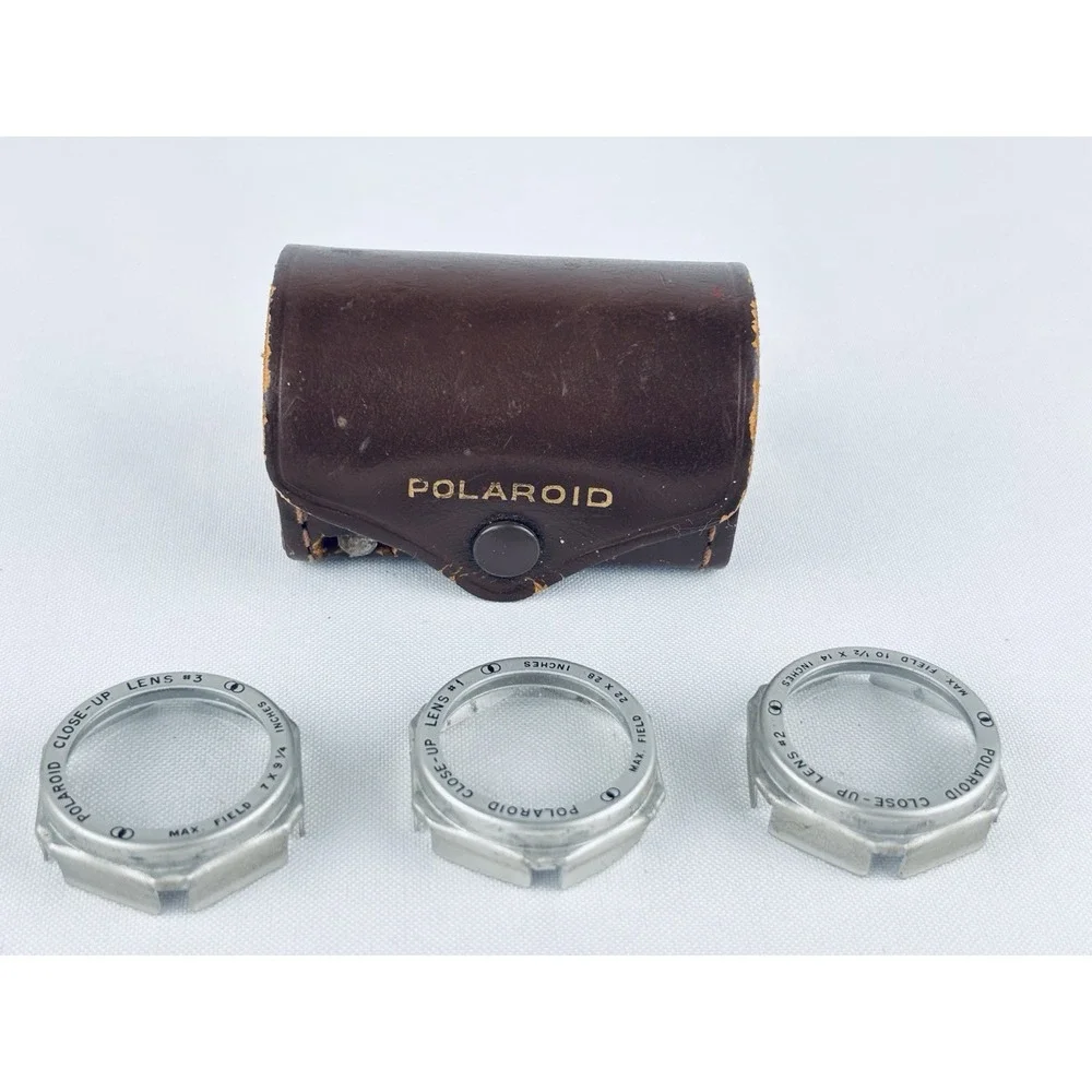 Polaroid Close-Up Lens Kit Measuring Tape Vintage Camera Accessory Leather Case